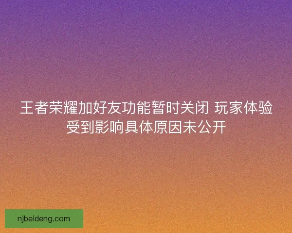 王者荣耀加好友功能暂时关闭 玩家体验受到影响具体原因未公开