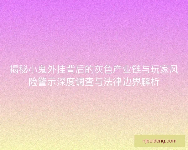 揭秘小鬼外挂背后的灰色产业链与玩家风险警示深度调查与法律边界解析