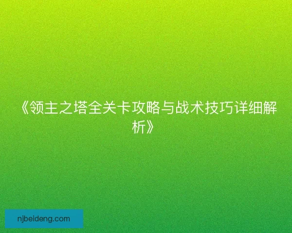《领主之塔全关卡攻略与战术技巧详细解析》